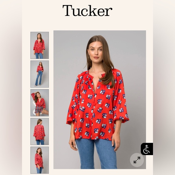 TUCKER silk blouse size s/m - Picture 3 of 11